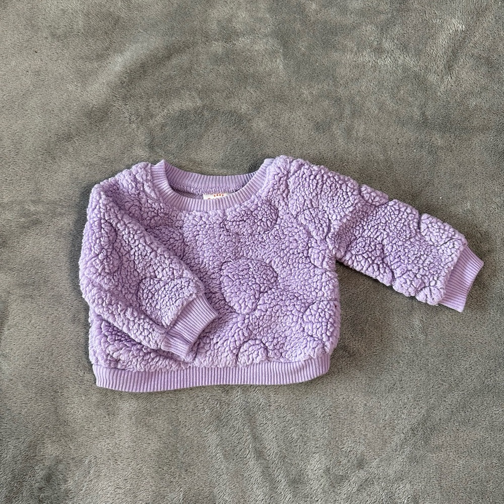*NWOT* Cat & Jack Purple Heart Fleece Pullover NB